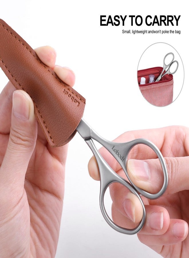 Lobodt 4.1inch round-headed stainless steel small scissors, suitable for trimming facial hair, nose hair, eyebrows, eyelashes, beards, personal care and salon beauty salons (matte silver) - Image 4